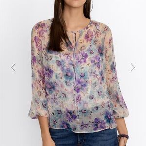 Johnny Was GLINDA SILK PEASANT BLOUSE. Size M. MSRP $198